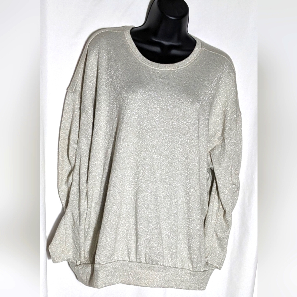 Women's Torrid Gold Sweater with shiny flecks, ruched‎ sleeves| Size 1